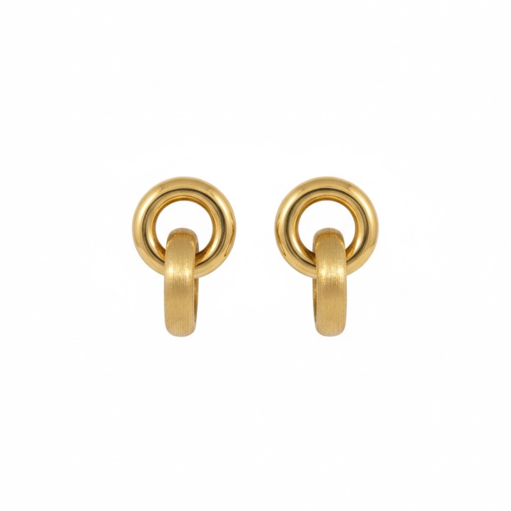 Givenchy Gold Interlocking Double Circle Drop Ear… - image 1